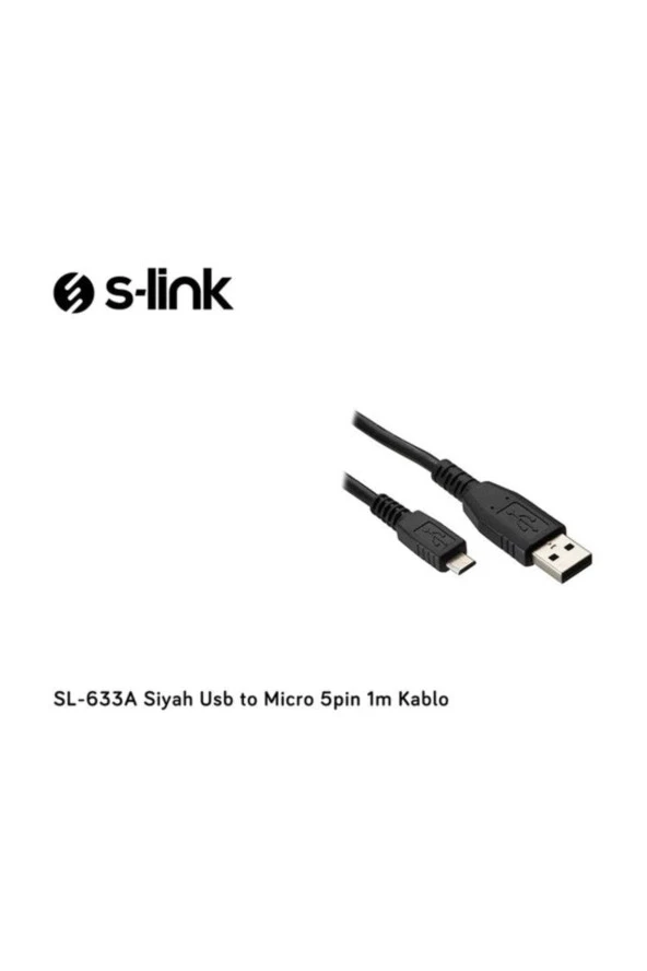 SL-633A Siyah Usb to Micro 5pin 1m Kablo - 2