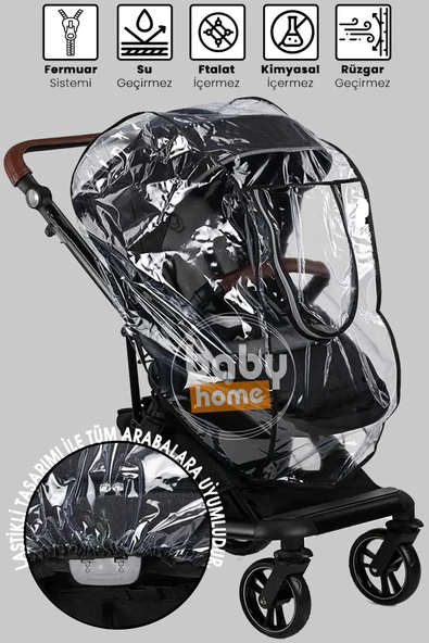 Baby Home 001 Lüx Bebek Arabası Yağmurluğu Fermuarlı Yağmurluk - 3