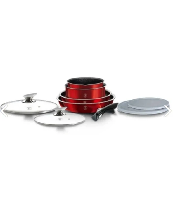 TİVOLİ Berlinger Hous Bh-6145 Metallic Line Burgundy Edition Tak Çıkar Saplı 9 Parça Tencere&tava Seti - 7