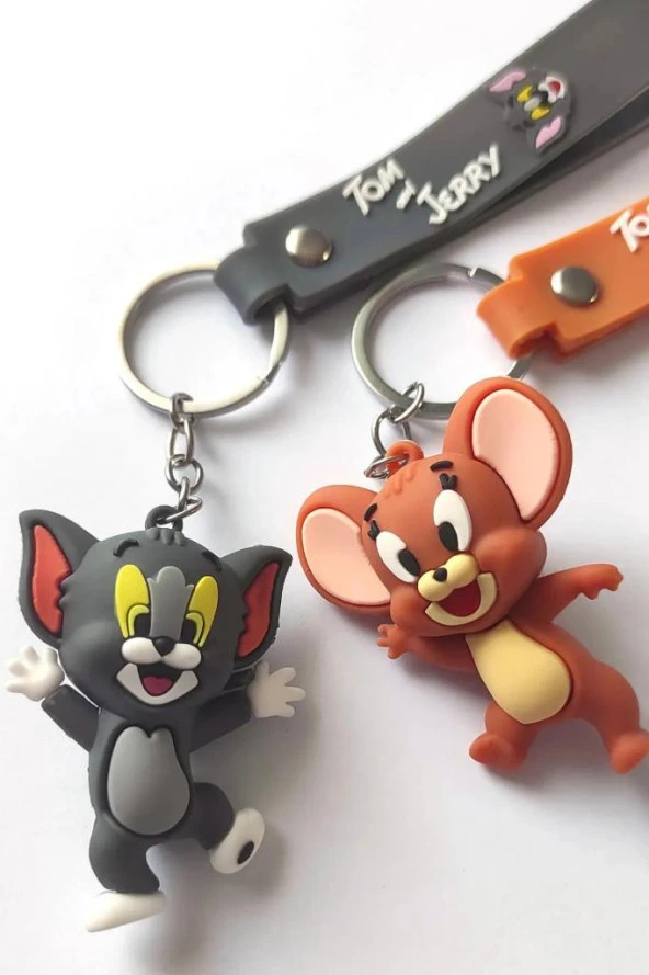 DZC KUZENLER AVM Tom ve Jerry Karikatür Anime Figür PVC Bebek Anahtarlık Çanta Anahtarlık Süsü 2 adet - 4