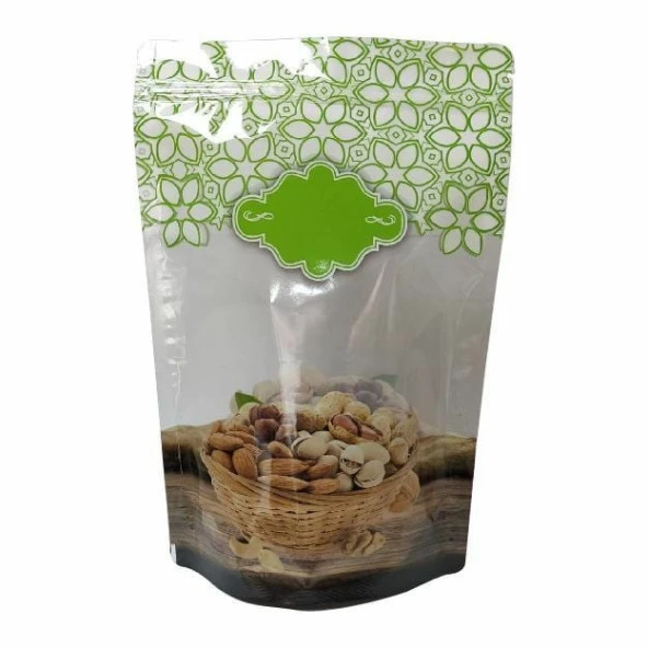 Yeşi̇l Kuruyemi̇ş Desenli̇ Doypack 20x30+5 Cm 1000 Gr 100 Adet - 2