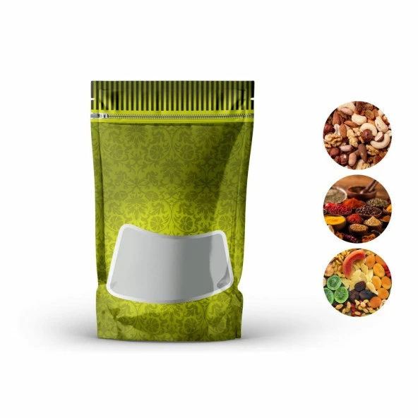Yeşil Zemin Pencereli Doypack 17,5x25+4,5 Cm 500 Gr 100 Adet