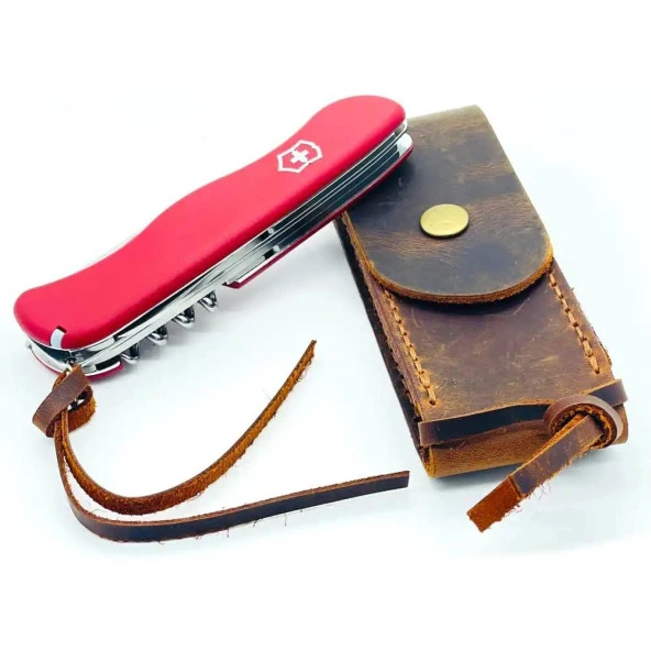 TAMSET Deri İsviçre Çakısı Kılıfı L Kahverengi - 2