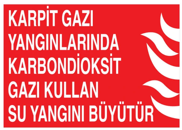 Karpit Gazı Yangınında Karbondioksit Gazı Kullan Su Kullanma YAPIŞKANLI STİCKER 15X25 CM