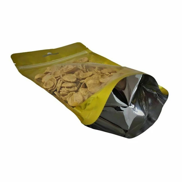 Gold Şeffaf Metalize Kilitli Doypack 13x22+4 Cm 250 Gr 1000 Adet - Resim 4