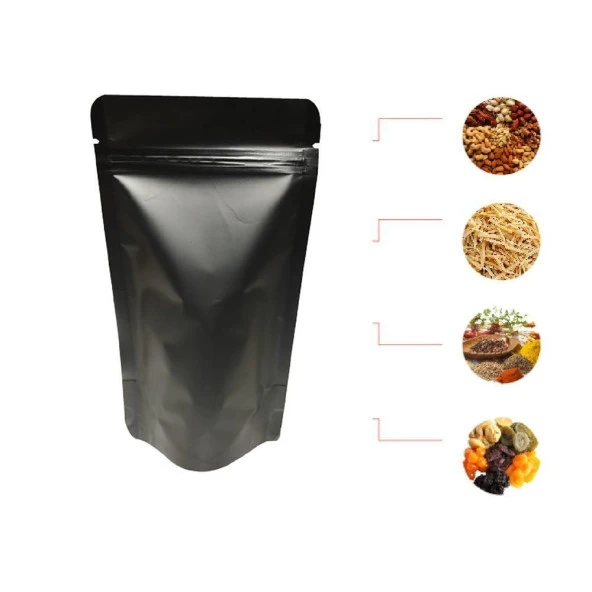 Mat Si̇yah Metali̇ze Ki̇li̇tli̇ Doypack 13x22,5+4 Cm 250 Gr 100 Adet ürün görseli