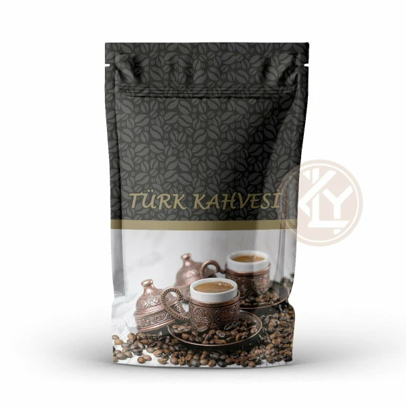 Kahve Desenli̇ Ki̇li̇tli̇ Si̇yah Doypack 13x22+4 Cm 250 Gr 100 Adet