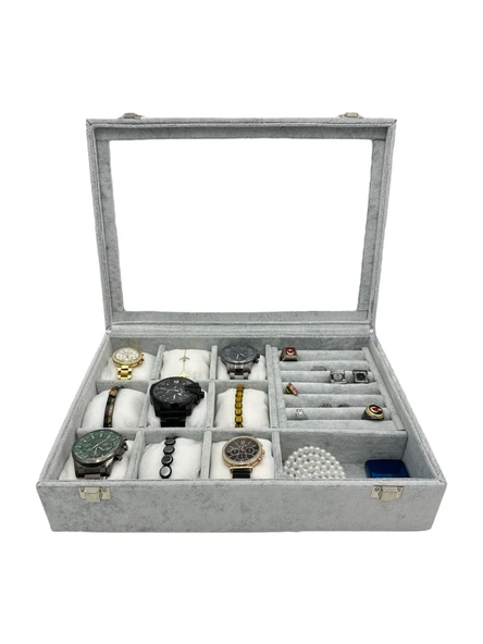 Saat Yüzük Ve Takı Kutusu Gri Anfora Beyaz Yastıklı - Resim 2