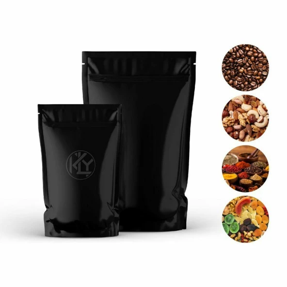 Si̇yah Parlak Alümi̇nyum Ki̇li̇tli̇ Doypack 13x22+4 Cm 250 Gr 1000 Adet