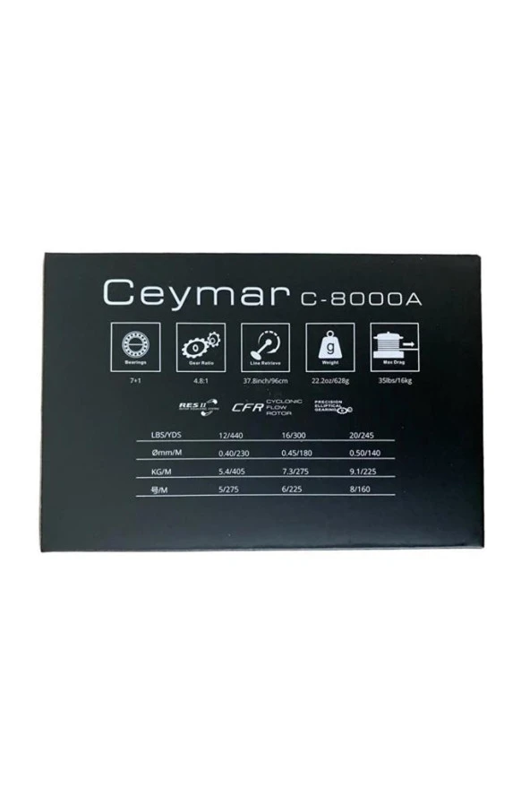 Okuma Ceymar C-8000A Dark Grey 7+1 Bilye Surf Olta Makinesi - Resim 7