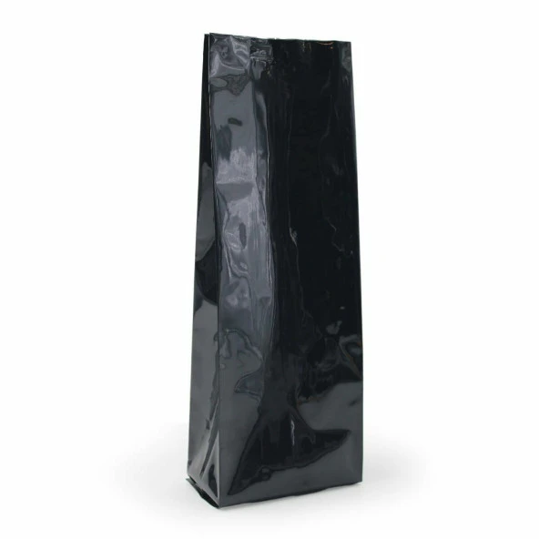 Siyah Parlak Aüminyum Yan Körüklü Torba 7,5x20+2 Cm 100 Gr 1000 Adet