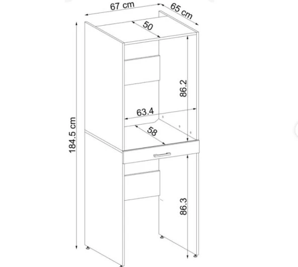 Çamaşır Ve Kurutma Makinesi Dolabı (Çekmeceli) - 2