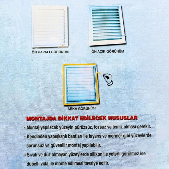 Menfez Banyo Wc Tuvalet Depo Havalandırma Plastik Panjur Beyaz 35x35 CM - Resim 5