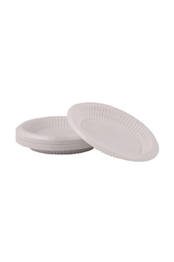 Tabak Plastik 19,5 Cm 100 Adet Beyaz