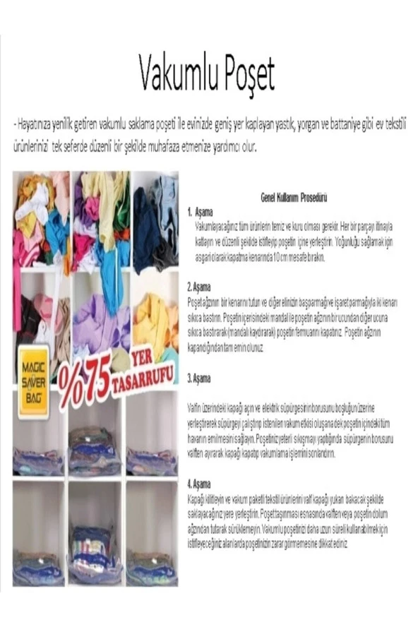 Askılı Vakumlu Poşet L 70 X 104 1 Adet 8682974021070 - 2
