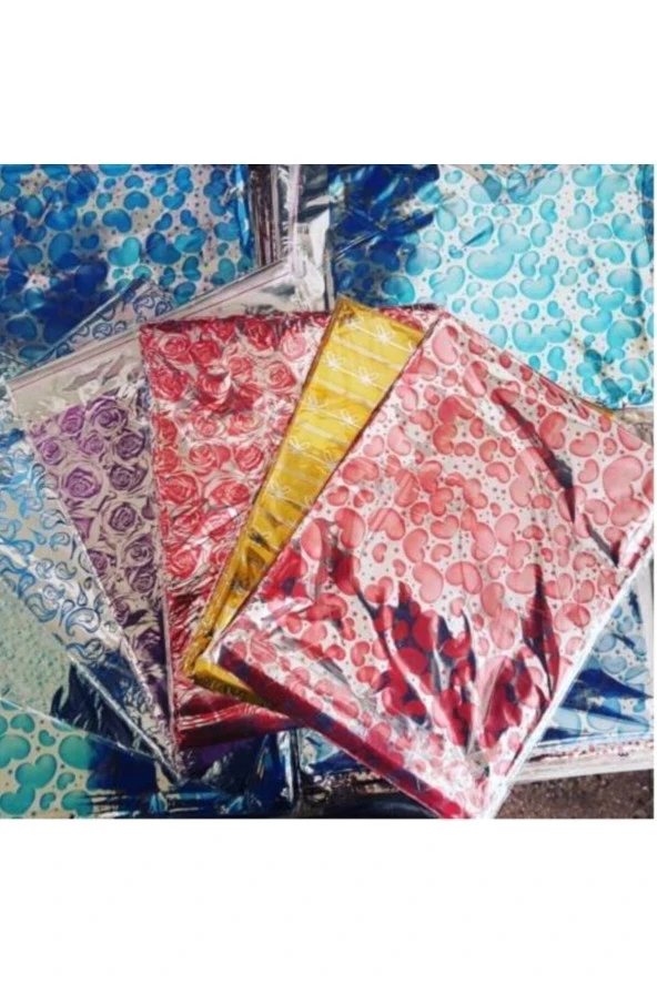 10 Adet 20x25 cm Metalize Bantlı Hediye Poşeti Metalize Hediye Paketi Poşeti Jelatin