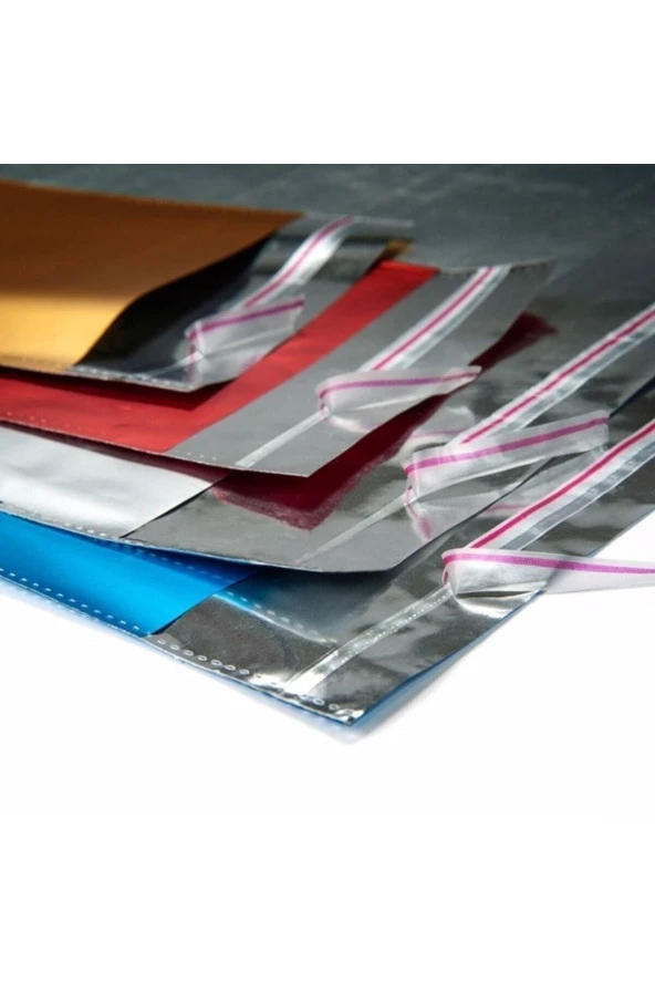 10 Adet 20x25 cm Metalize Bantlı Hediye Poşeti Metalize Hediye Paketi Poşeti Jelatin - 4