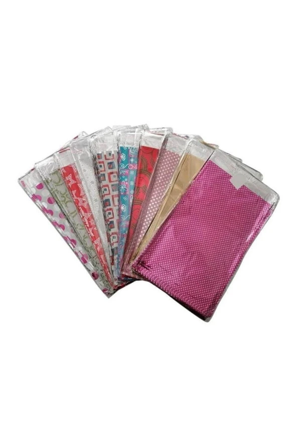 Metalize Hediye Poşet Paketi 20x25 cm Kendinde Bantlı Renkli Hediye Paketi 100lü