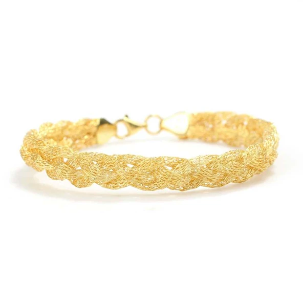 925 Ayar Gümüş 3lü Elişi Örgü Bileklik ürün görseli