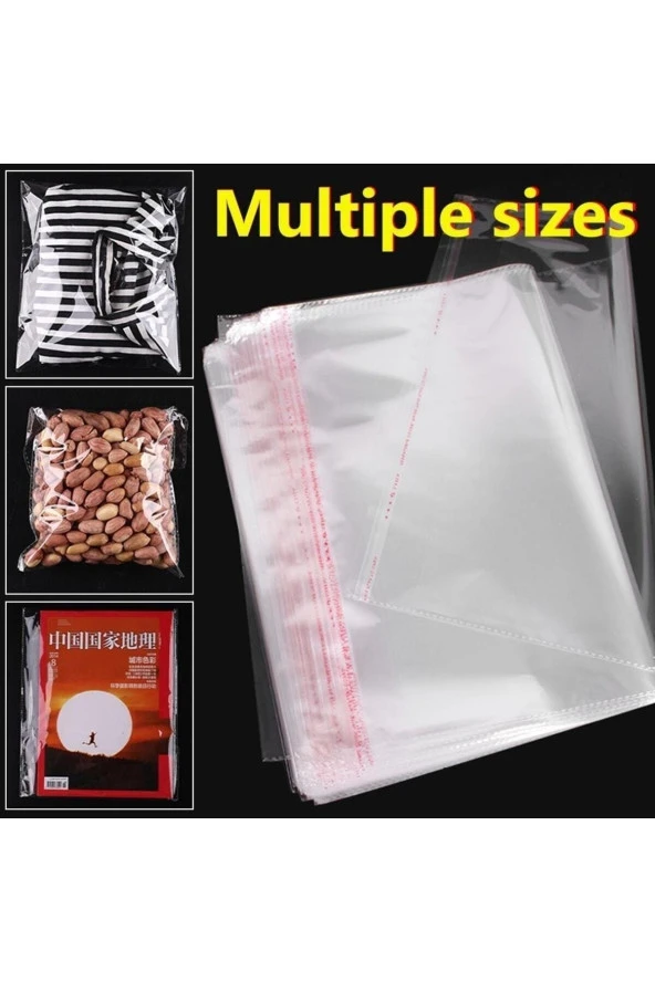Şeffaf Bantlı (50x70 Cm) Yumuşak Naylon Poşet (50 Adet) - Yumuşak Bantlı Poşet