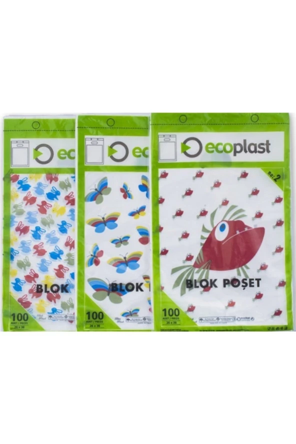 Baskılı Blok Poşet Beyaz 30x45 Cm No:3- 500 Adet