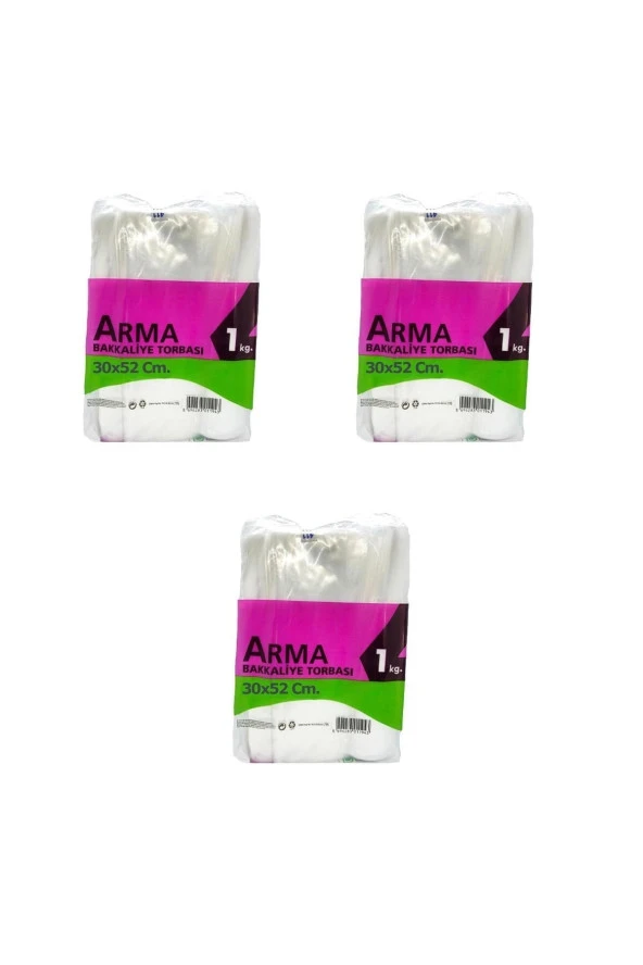 Naksan Arma Şeffaf Naylon 5 lik 30x52 Cm. Bakkaliye Poşeti Torbası - 1 Kg. - Ort. 85 Adet - 3 Paket