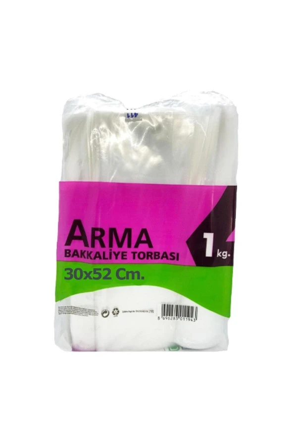 Naksan Arma Şeffaf Naylon 5 lik 30x52 Cm. Bakkaliye Poşeti Torbası - 1 Kg. - Ort. 85 Adet - 10 Paket