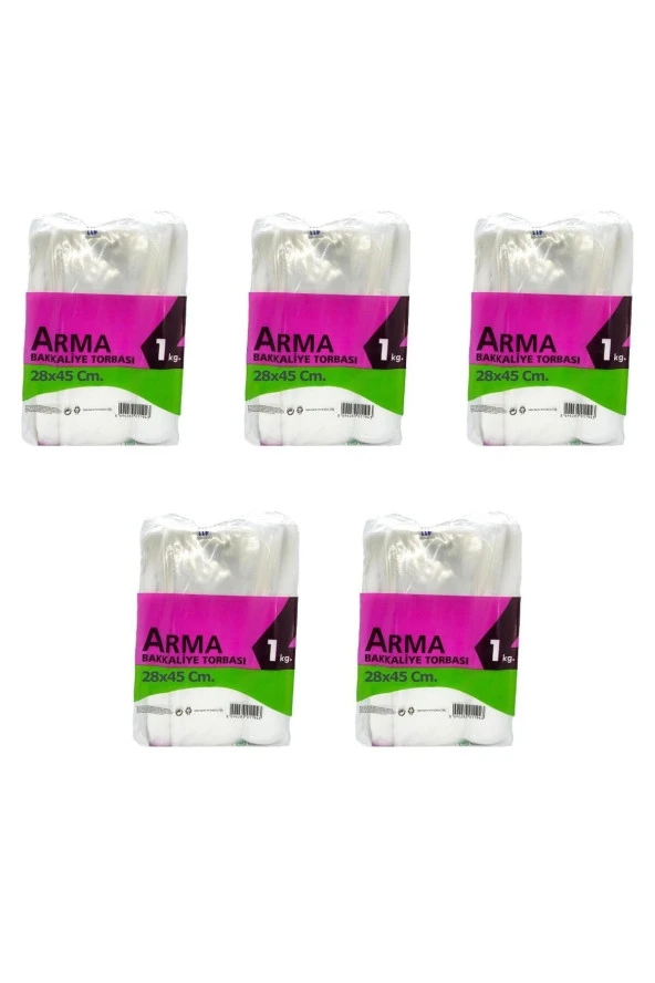 Naksan Arma Şeffaf Naylon 4 lük 28x45 Cm. Bakkaliye Poşeti Torbası - 1 Kg. - Ort. 115 Adet - 5 Paket