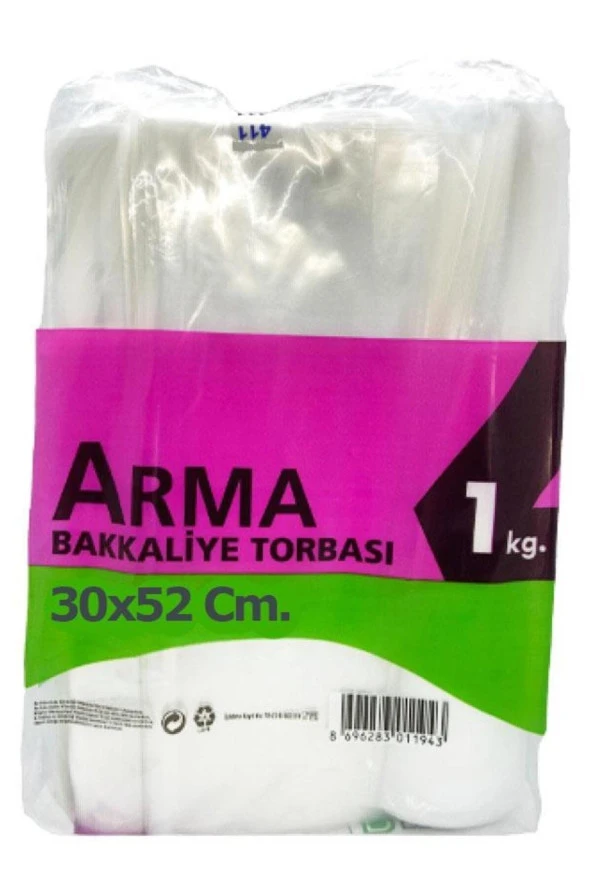 Naksan Arma Şeffaf Naylon 5 lik 30x52 Cm. Bakkaliye Poşeti Torbası - 1 Kg. - Ort. 85 Adet - 1 Paket