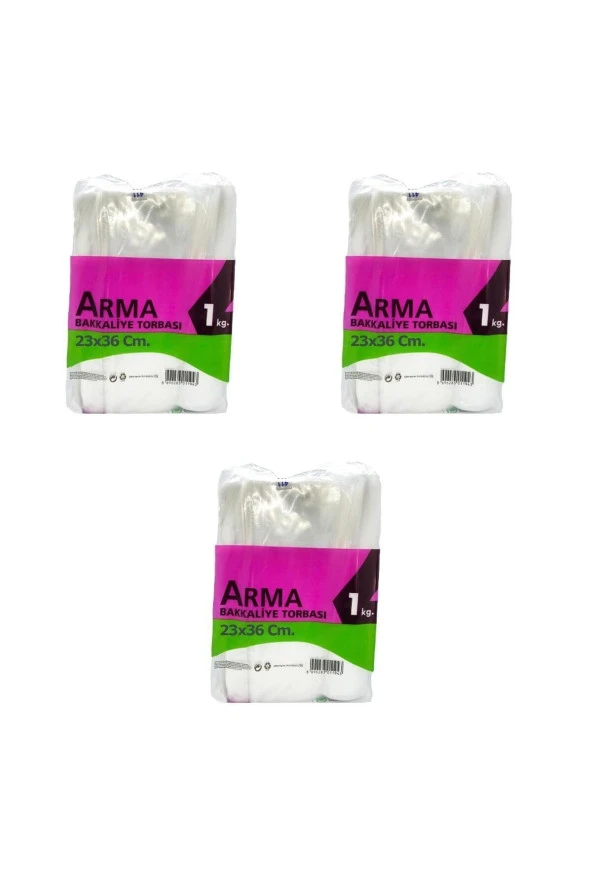 Naksan Arma Şeffaf Naylon 2 lik 23x36 Cm. Bakkaliye Poşeti Torbası - 1 Kg. - Ort. 190 Adet - 3 Paket