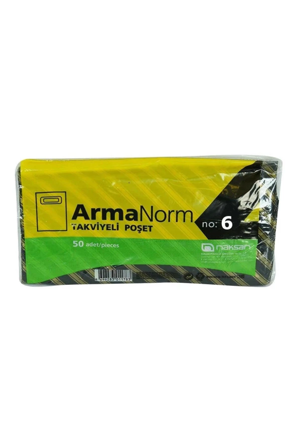 Naksan Takviyeli İnce Desenli Çizgili Siyah Çanta Poşet Torba - 6 No - 60x70 Cm. - 50 Adetlik 10 Pak - 3