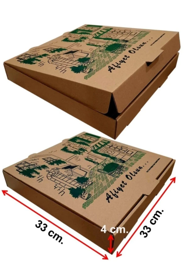 Karton Pizza Pide Kutusu 33x33x4 Cm. ( 100lü Paket )