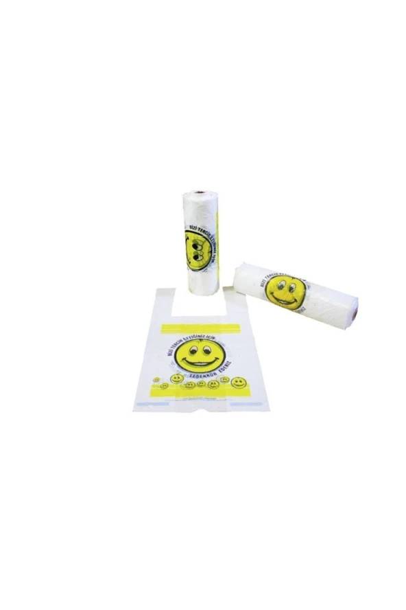 Rulo Hışır Poşet Smile Baskılı Büyük Boy ( 100 Adet )