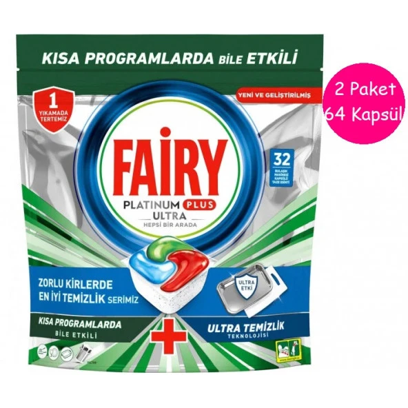 Fairy Platinum Plus Ultra Bulaşık Makinesi Tableti 64'lü
