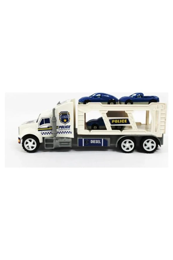 ÇEKİCİ TAŞIYICI ARABA TAŞIYAN POLİS TIR OYUNCAK 2 KATLI 30 CM - Resim 2