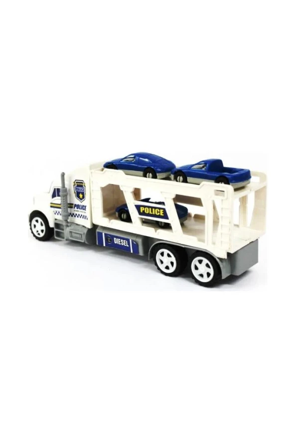 ÇEKİCİ TAŞIYICI ARABA TAŞIYAN POLİS TIR OYUNCAK 2 KATLI 30 CM - Resim 3