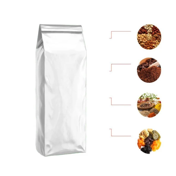 Beyaz Parlak Alümi̇nyum Yan Körüklü Torba 7,5x20+2 Cm 100 Gr 1000 Adet