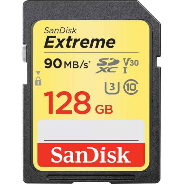 SanDisk Extreme 128GB SDXC Card 128GB 90MB/s V30 UHS-I U3 Hafıza Kartı SDSDXVF-128G-GNCIN