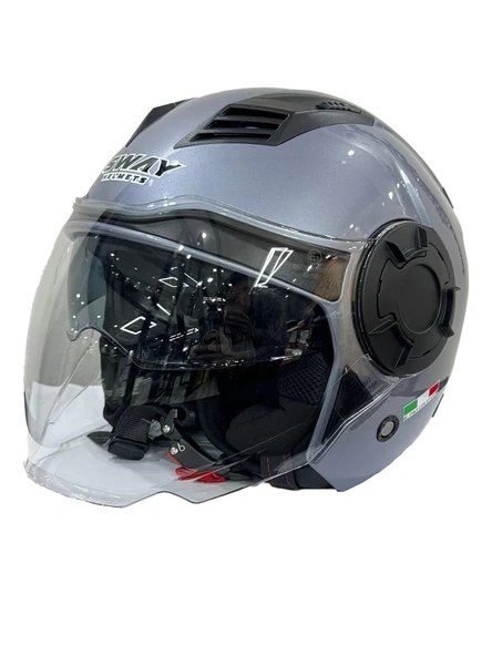 KASK SWAY SW-766 TİTANYUM ÇENESİZ GÜNEŞ GÖZLÜKLÜ