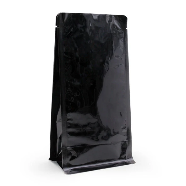 Parlak Siyah Flat Bottom Kilitsiz Torba 14x38+4 Cm 1000 Gr 1000 Adet ürün görseli