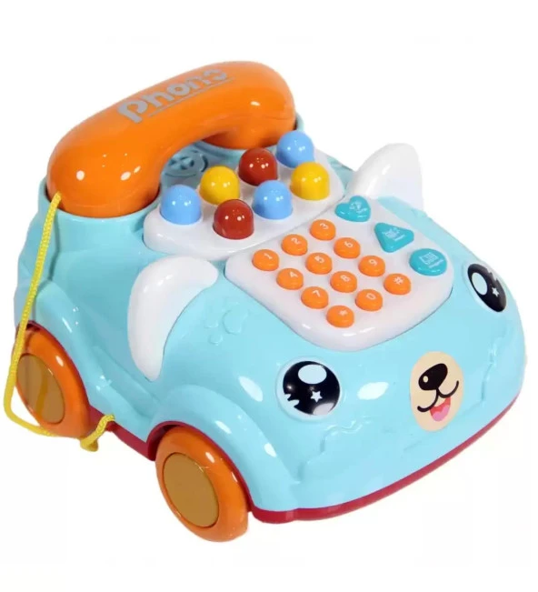 Sesli ve Işıklı Oyuncak Arabalı Telefon - İlk Telefonum, Eğitici Oyuncak Telefon