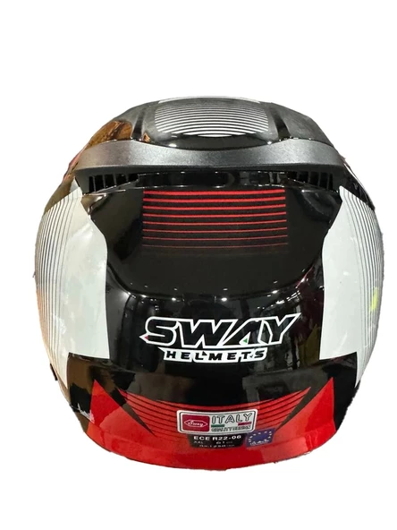 KASK SWAY SW-766 GEKO BLACK/RED ÇENESİZ GÜNEŞ GÖZLÜKLÜ - 2