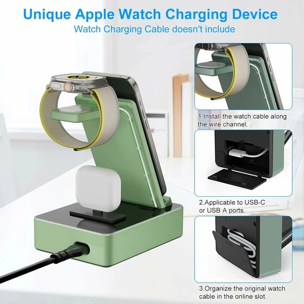 Tacelary 8'i 1 arada 100W Alüminyum Alaşımlı Şarj İstasyonu - Yeşil - 4