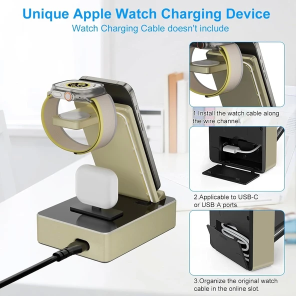 Tacelary 8'i 1 arada 100W Alüminyum Alaşımlı Şarj İstasyonu - Sarı - 4