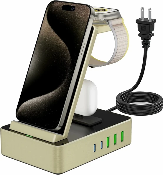 Tacelary 8'i 1 arada 100W Alüminyum Alaşımlı Şarj İstasyonu - Sarı