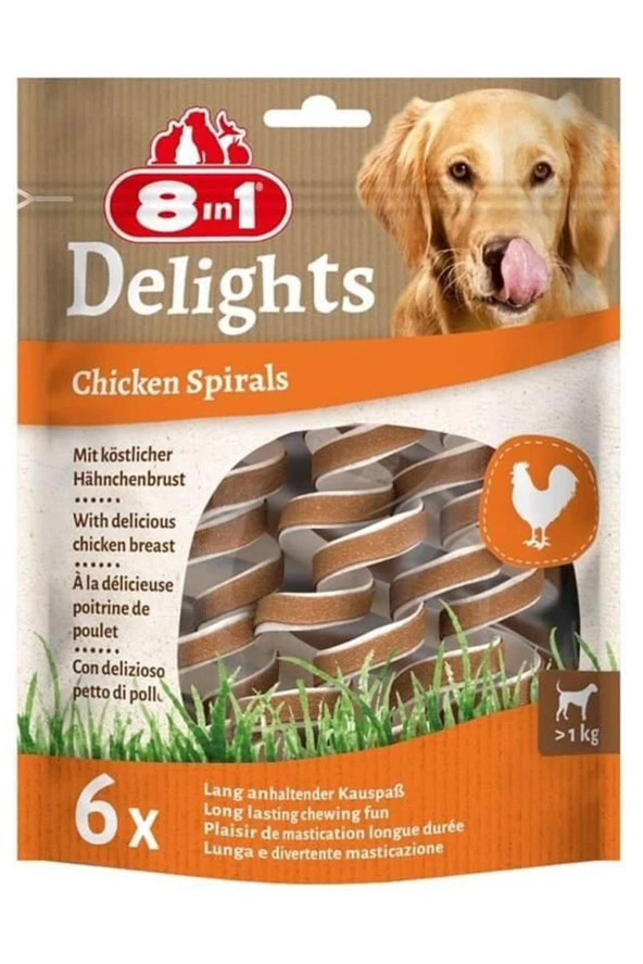 8 in 1 Delights Chicken Spirals Tavuklu Burgu Köpek Ödülü 6lı