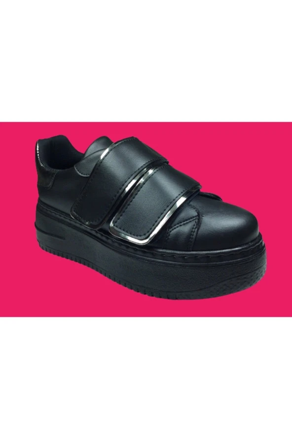 Womenly Style 2001 siyah Cırtlı Kadın Sneaker Spor Ayakkabı