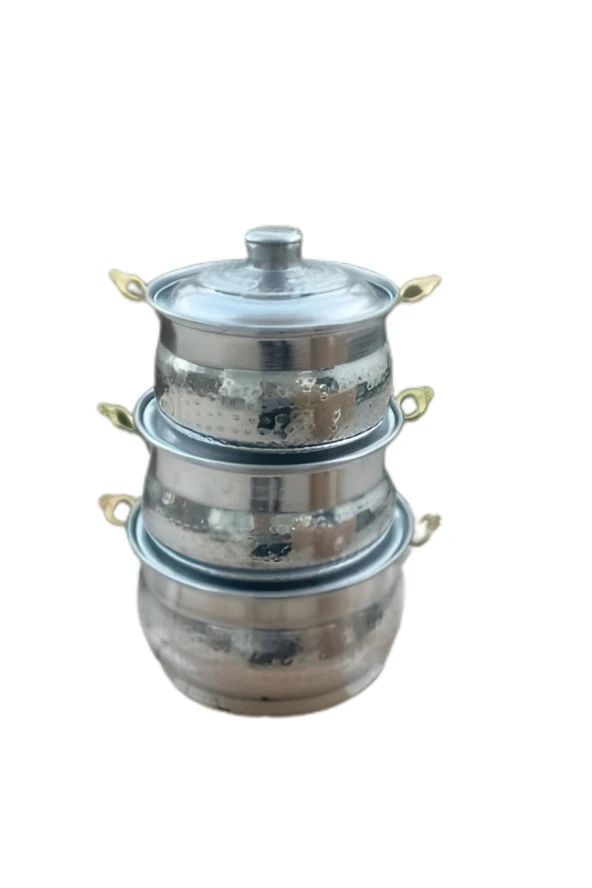 Dövme Alüminyum Klasik Güveç Tencere Seti 18cm 20cm 22cm - Resim 2