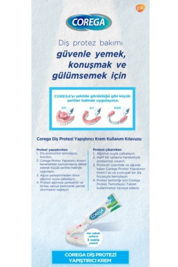 Corega Süper Protez Yapıştırıcı Krem Naneli 40gr - 3