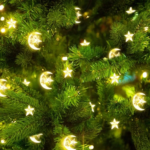 AY YILDIZ SALKIM IŞIK AY YILDIZ IŞIK GÜN IŞIĞI SALKIM IŞIK NOEL IŞIĞI VİTRİN MEKAN SÜSLEME IŞIĞI - 6
